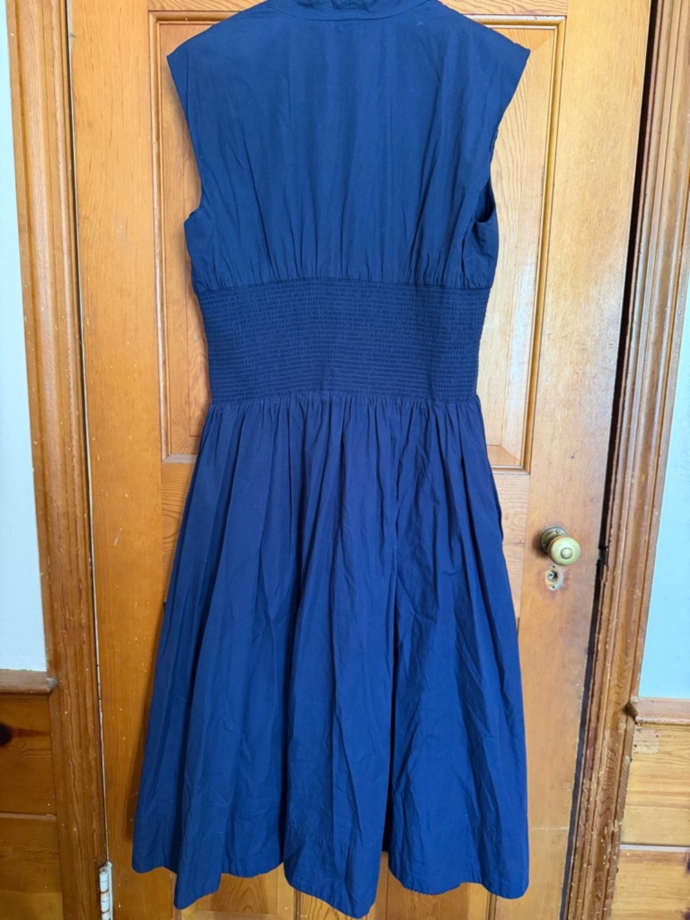 Anthropologie Tommie Cap Sleeve Smocked Front Shirt Dress in Navy Blue Size XL - Picture 6 of 7